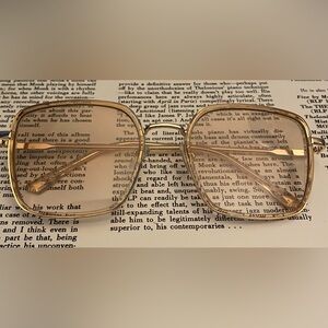 Free People Accessories Beau Square Sunglasses Ivory and Grapefruit